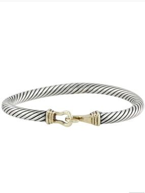 Authentic David Yurman Sterling silver 14k gold cable buckle bracelet
